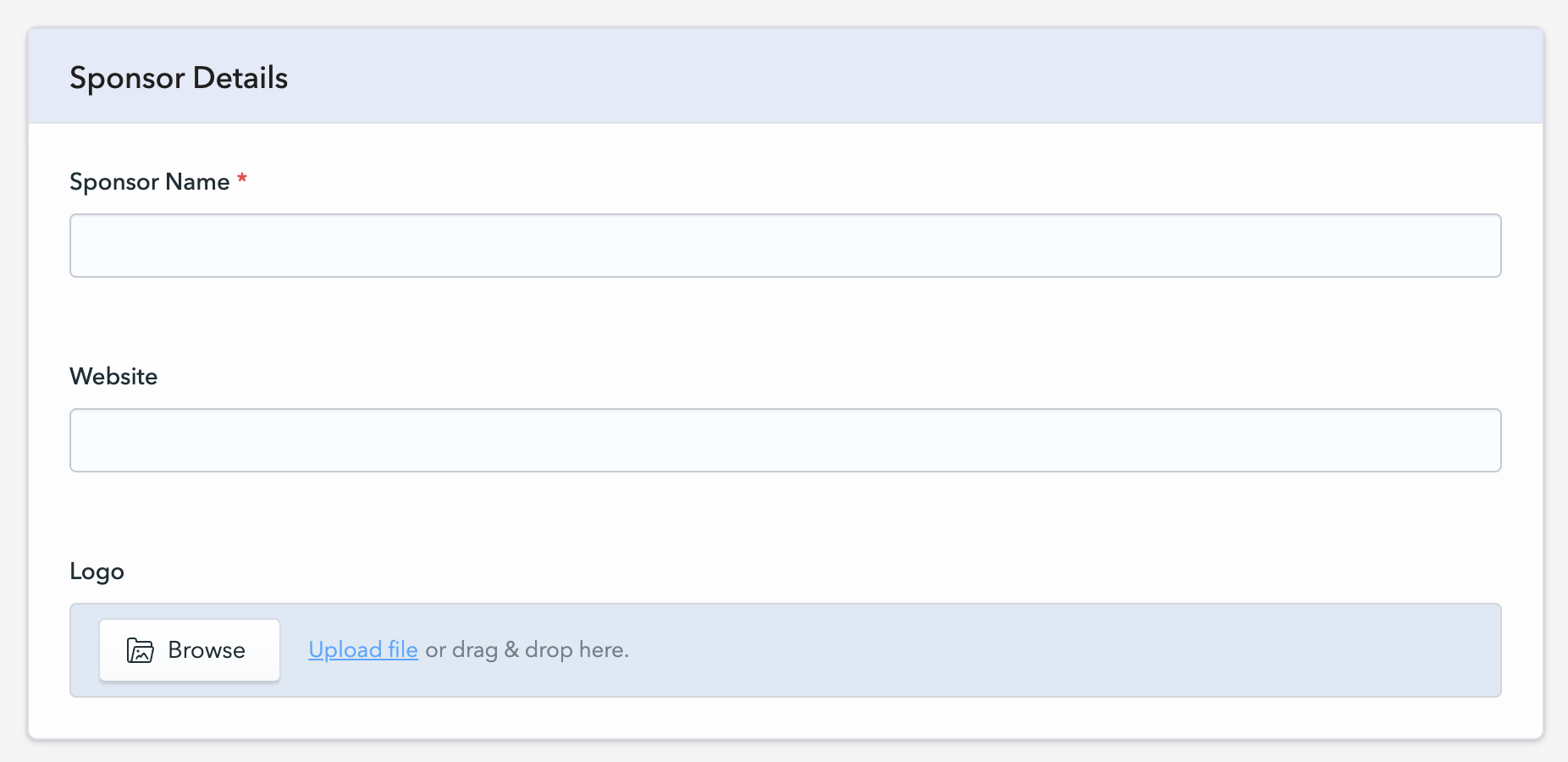 Screenshot of Tourient CMS showing Sponsor Details