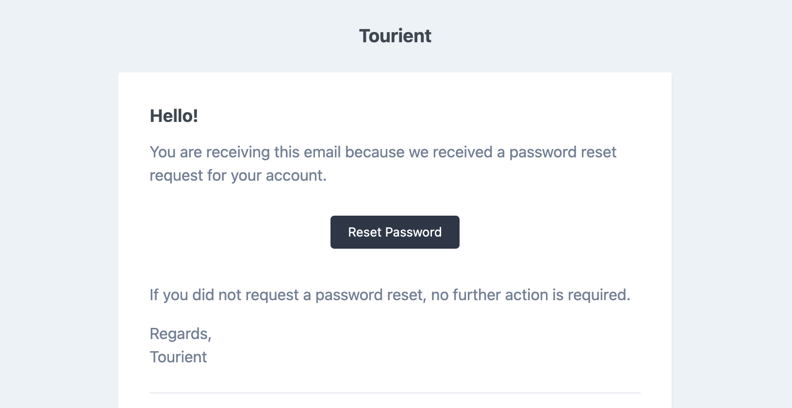Password reset email.