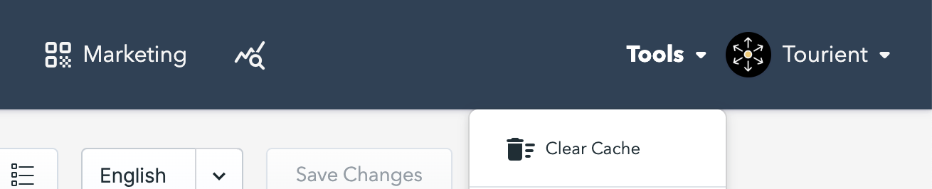 Clear cache button