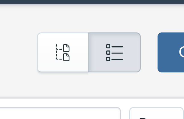 Screenshot of tree view and list view buttons