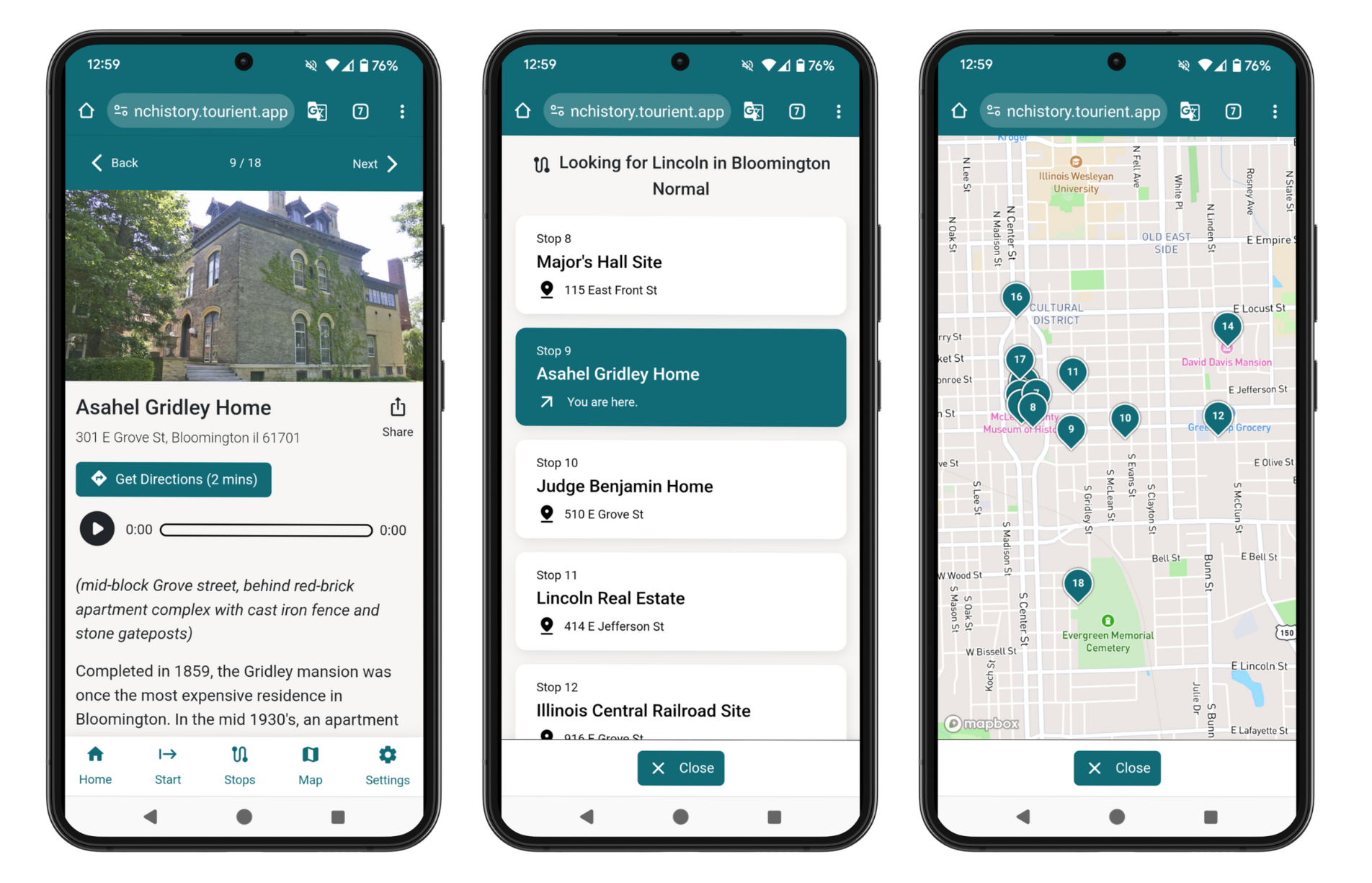 Screenshots of the Tourient platform