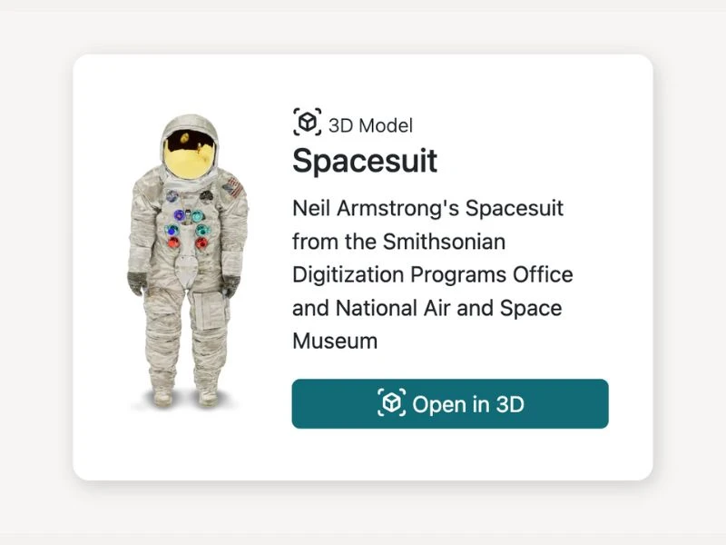 Example of a 3D model for a spacesuit.