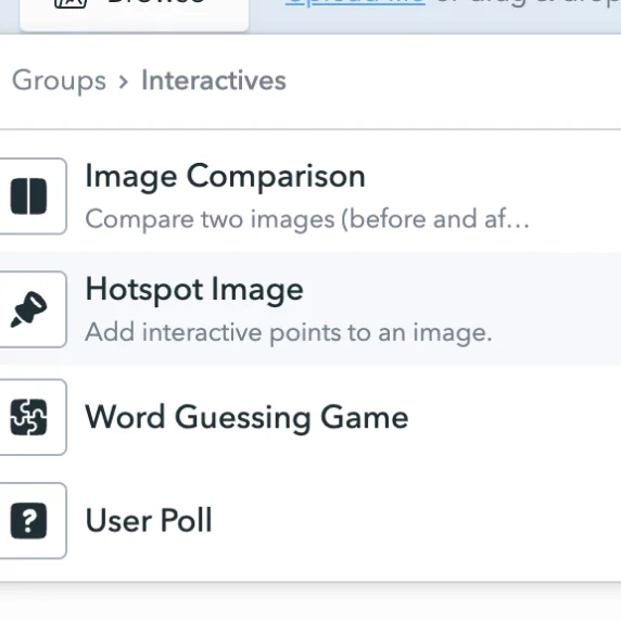 Interactive block options in Tourient CMS