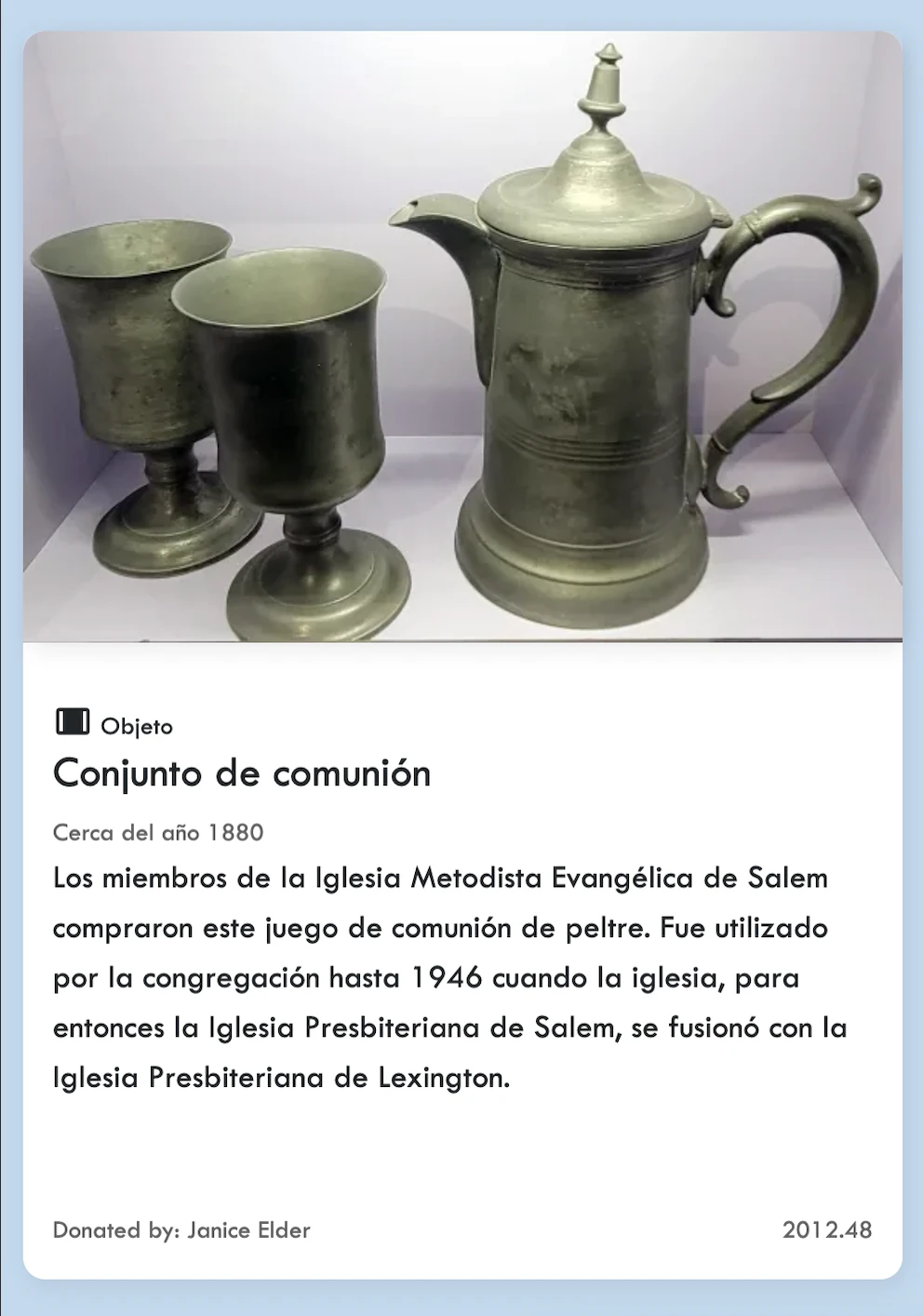 Screenshot of the object collection block