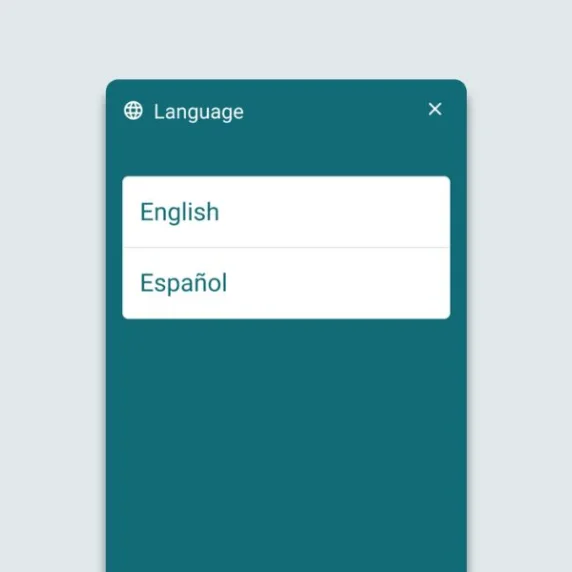 Screenshot of the language switcher in Tourient