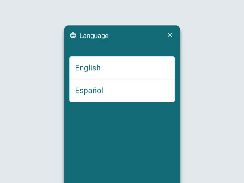 Screenshot of the language switcher in Tourient