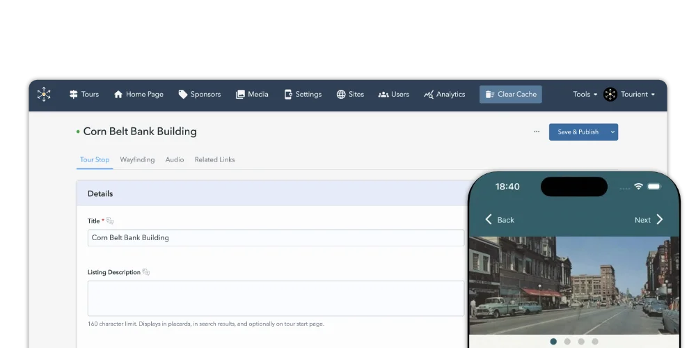Screenshot of Tourient app